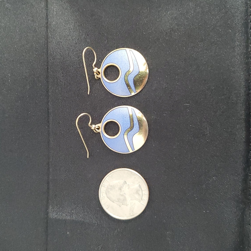 Blue on gold earrings